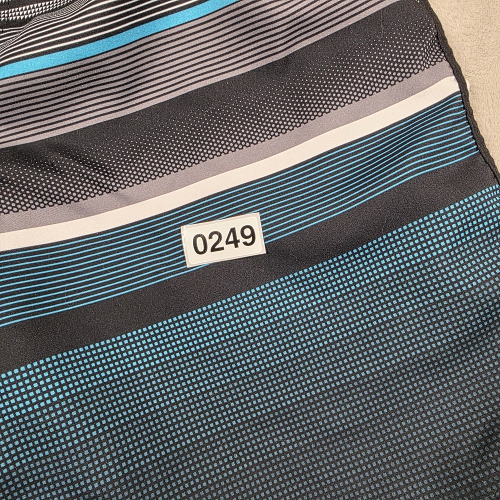 OP Ocean Pacific Mens Surfer Blue Striped Board Swim Shorts Sz M 32-34, Lined - Picture 9 of 9